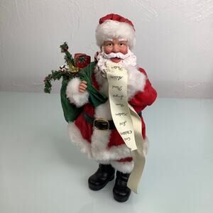 VGT Holiday Treasure Santa with Good Boys list & his Bag Full of Gifts 11” tall